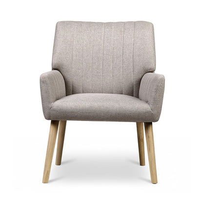 Artiss 2X Armchair Faux Fabric Beige-Furniture &gt; Bar Stools &amp; Chairs &gt; Arm Chairs &amp; Recliners-PEROZ Accessories