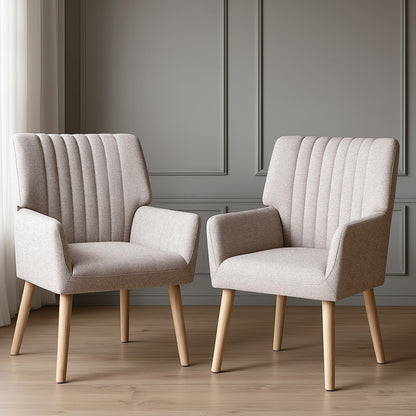 Artiss 2X Armchair Faux Fabric Beige-Furniture &gt; Bar Stools &amp; Chairs &gt; Arm Chairs &amp; Recliners-PEROZ Accessories