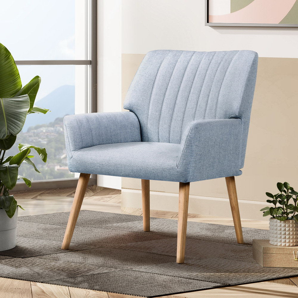 Artiss Armchair Fabric Blue Grey Sebastini-Armchairs-PEROZ Accessories