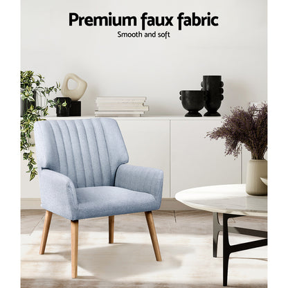 Artiss Armchair Fabric Blue Grey Sebastini-Armchairs-PEROZ Accessories