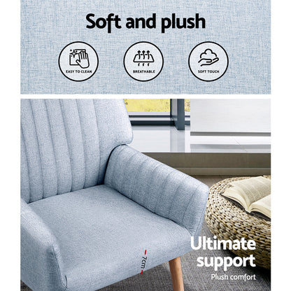 Artiss Armchair Fabric Blue Grey Sebastini-Armchairs-PEROZ Accessories