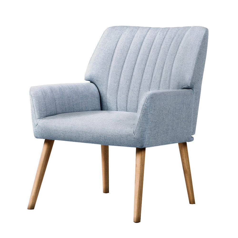 Artiss Armchair Fabric Blue Grey Sebastini-Armchairs-PEROZ Accessories