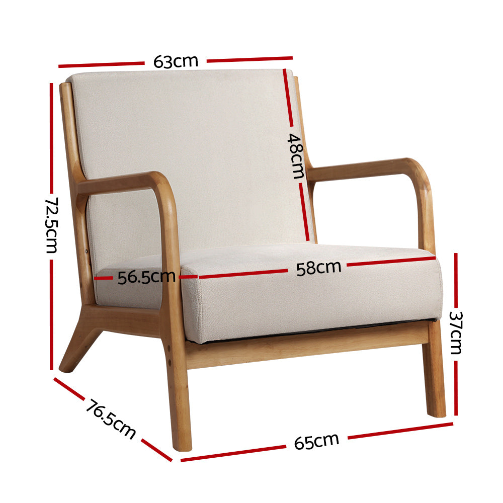 Artiss Armchair Fabric Beige Olive-Armchairs-PEROZ Accessories