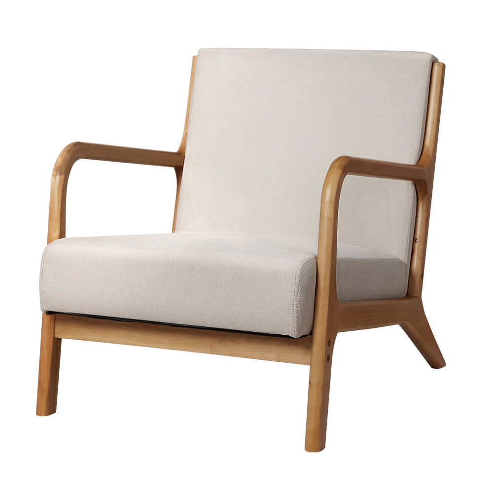 Artiss Armchair Fabric Beige Olive-Armchairs-PEROZ Accessories