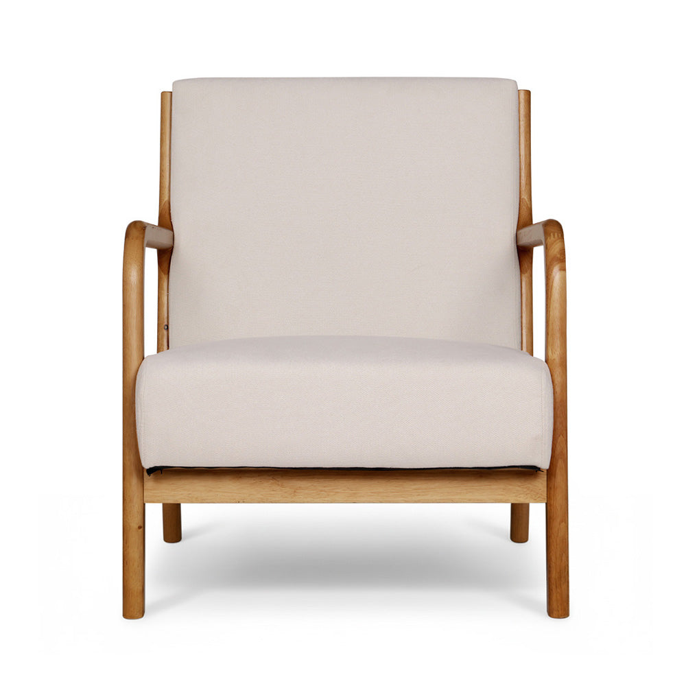 Artiss 2X Armchair Faux Fabric Beige-Furniture &gt; Bar Stools &amp; Chairs &gt; Arm Chairs &amp; Recliners-PEROZ Accessories