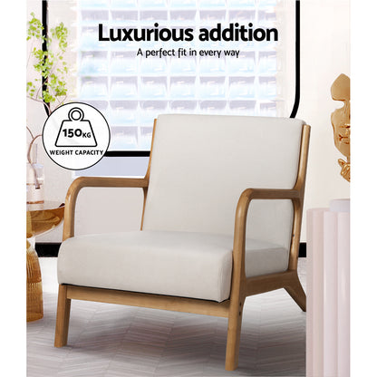 Artiss 2X Armchair Faux Fabric Beige-Furniture &gt; Bar Stools &amp; Chairs &gt; Arm Chairs &amp; Recliners-PEROZ Accessories