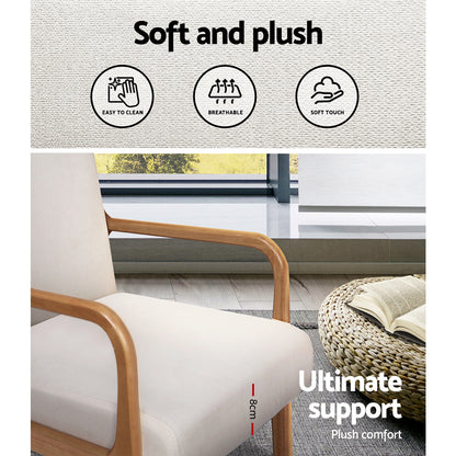 Artiss 2X Armchair Faux Fabric Beige-Furniture &gt; Bar Stools &amp; Chairs &gt; Arm Chairs &amp; Recliners-PEROZ Accessories