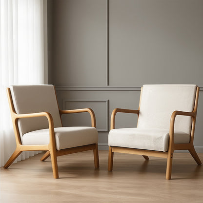 Artiss 2X Armchair Faux Fabric Beige-Furniture &gt; Bar Stools &amp; Chairs &gt; Arm Chairs &amp; Recliners-PEROZ Accessories