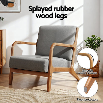 Artiss Armchair Fabric Light Grey-Furniture > Bar Stools &amp; Chairs > Arm Chairs &amp; Recliners-PEROZ Accessories