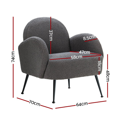 Artiss Armchair Boucle Charcoal Hanes-Armchairs-PEROZ Accessories