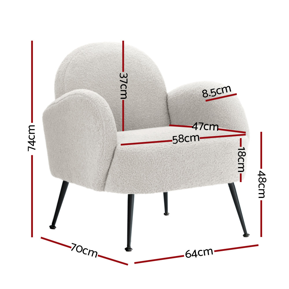 Artiss Armchair Boucle White Hanes-Armchairs-PEROZ Accessories