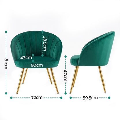Artiss Armchair Velvet Green Eloise-Armchairs-PEROZ Accessories