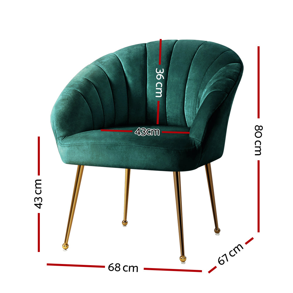 Artiss Armchair Velvet Green Eloise-Armchairs-PEROZ Accessories