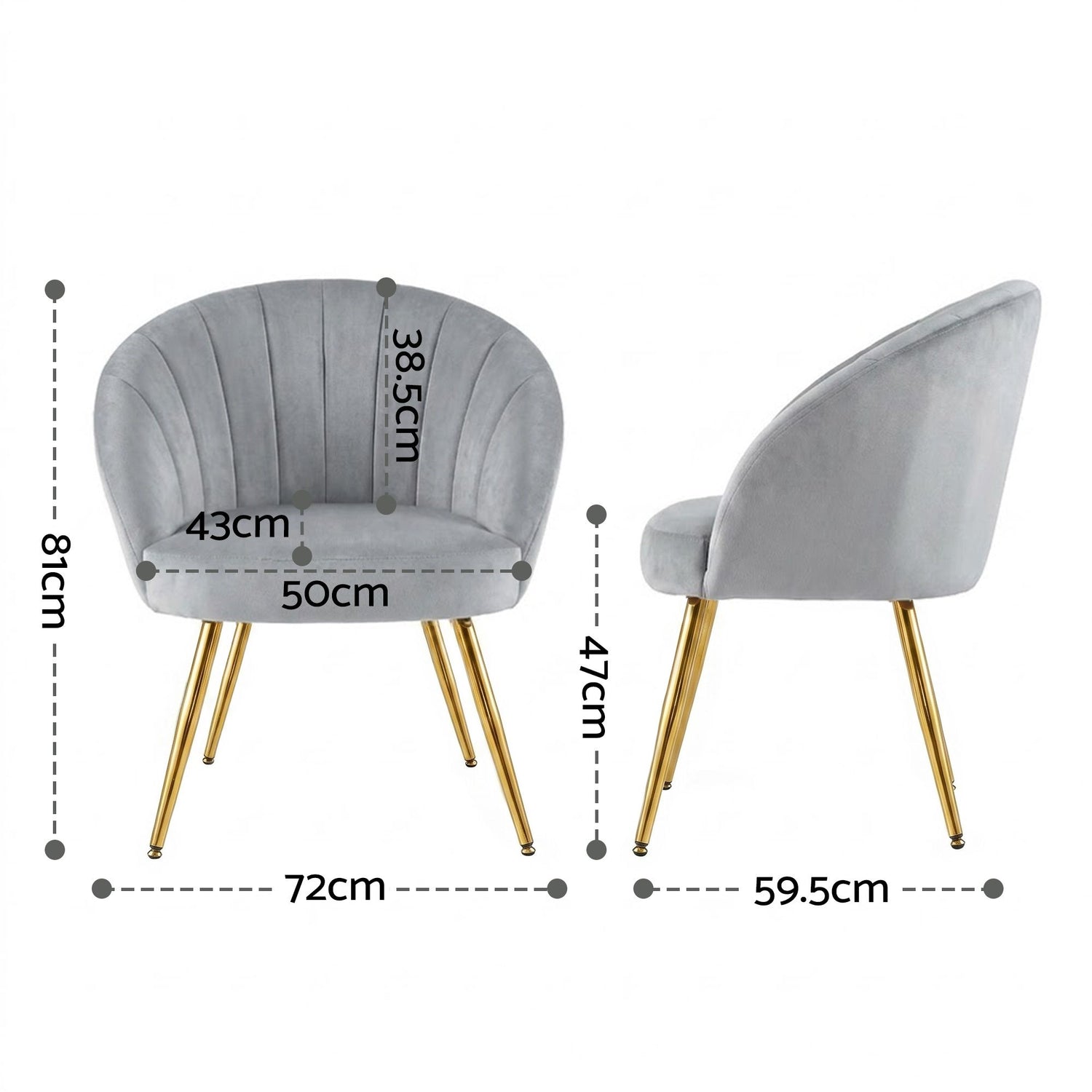 Artiss Armchair Velvet Grey Eloise-Furniture > Living Room-PEROZ Accessories