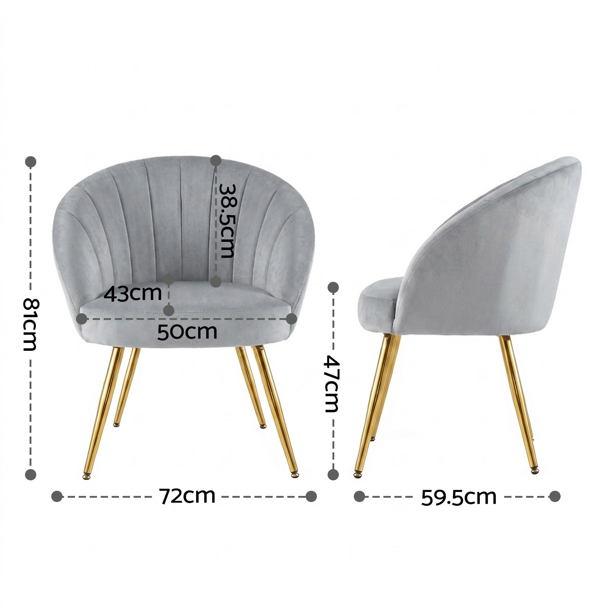 Artiss Armchair Velvet Grey Eloise-Furniture > Living Room-PEROZ Accessories