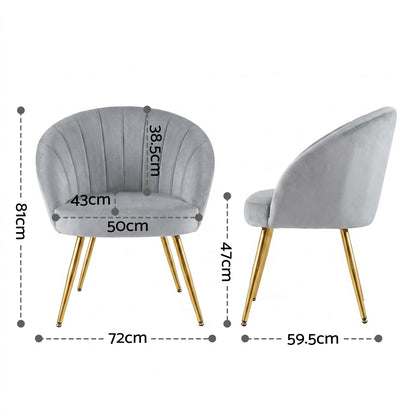 Artiss Armchair Velvet Grey Eloise-Furniture > Living Room-PEROZ Accessories