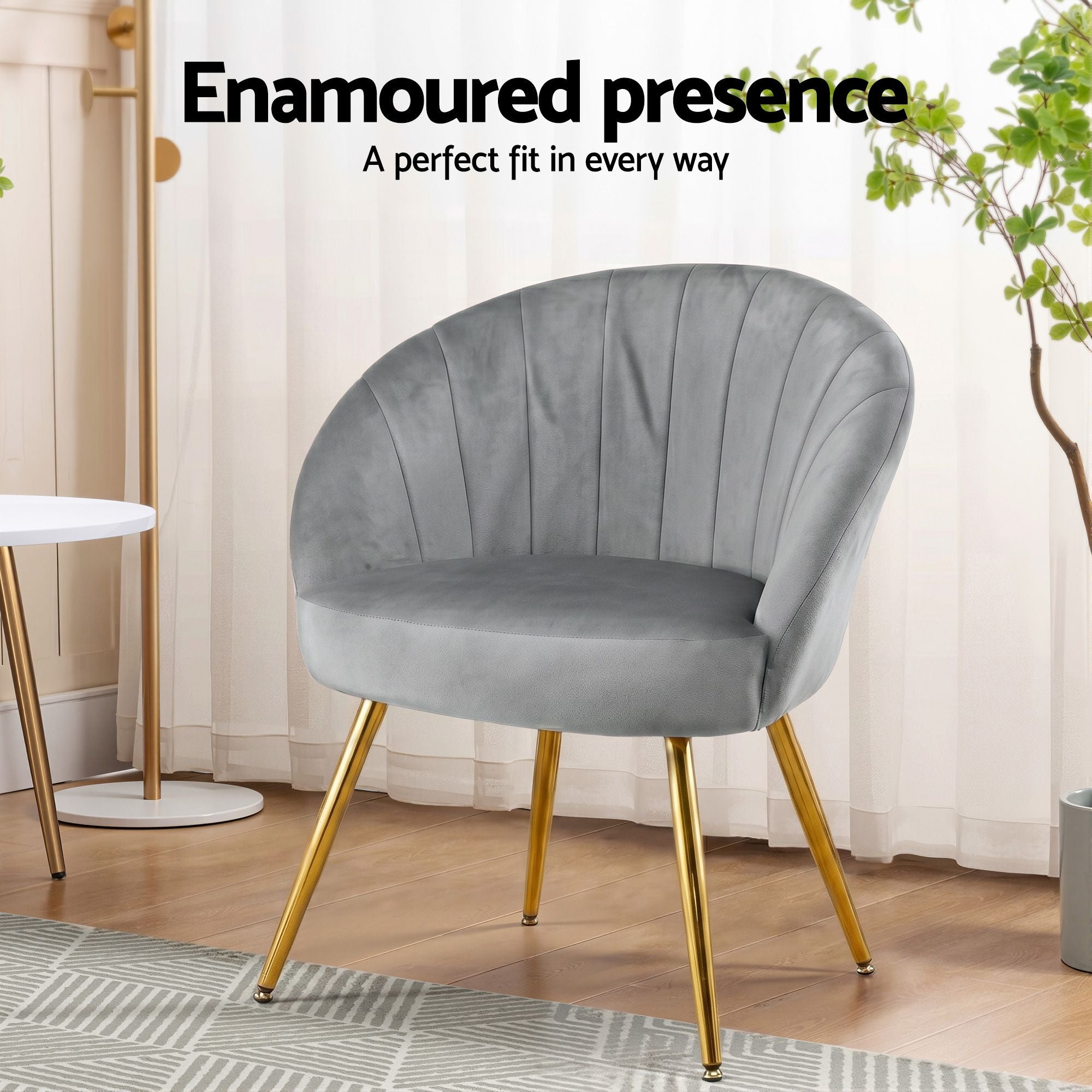 Artiss Armchair Velvet Grey Eloise-Furniture > Living Room-PEROZ Accessories