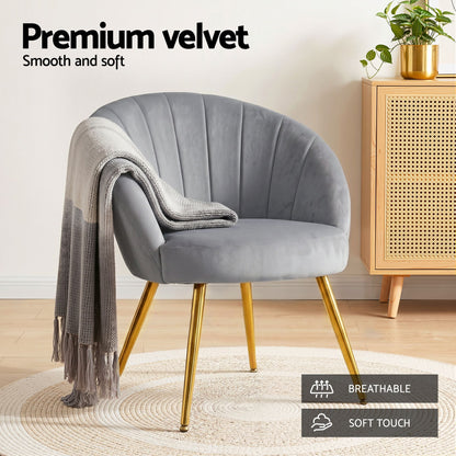 Artiss Armchair Velvet Grey Eloise-Furniture > Living Room-PEROZ Accessories