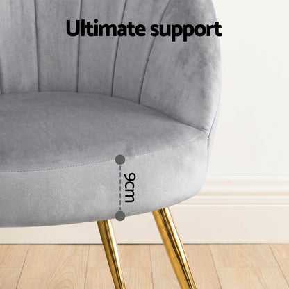Artiss Armchair Velvet Grey Eloise-Furniture > Living Room-PEROZ Accessories