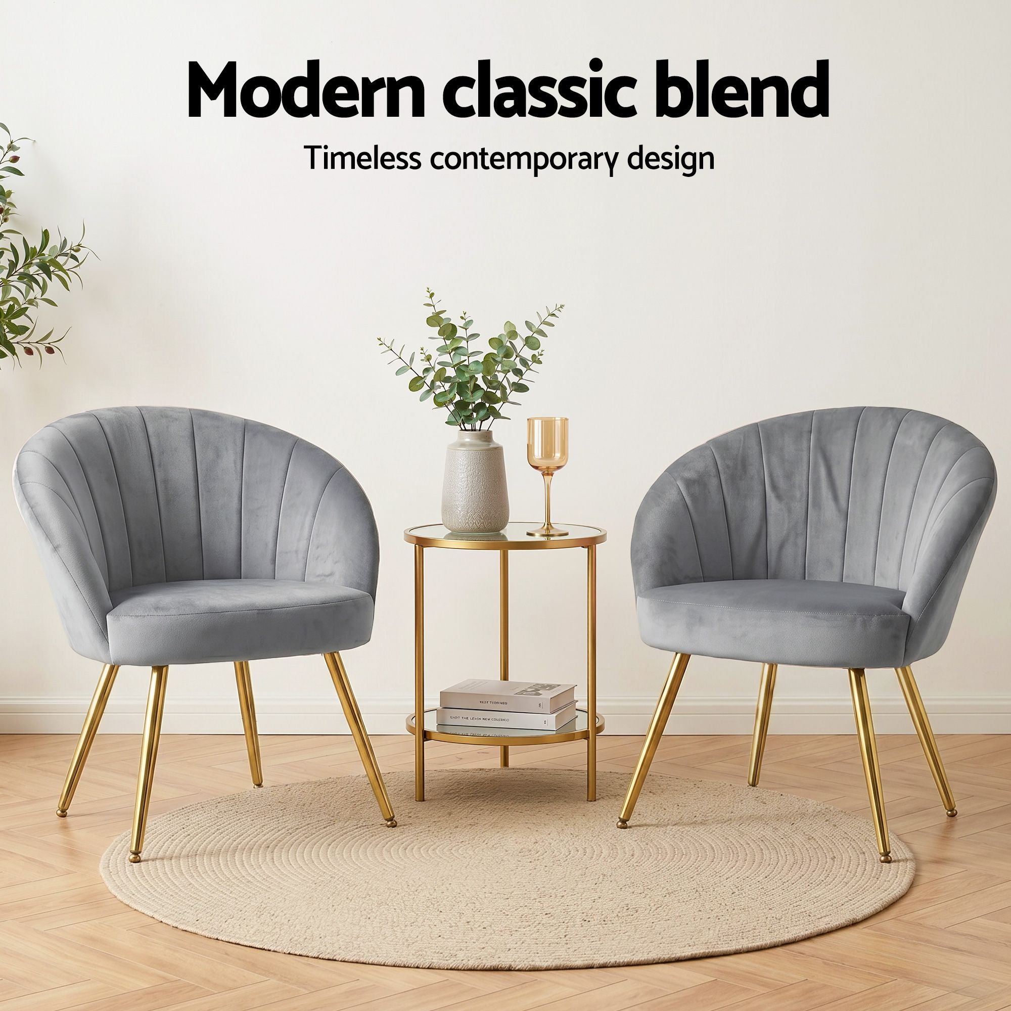 Artiss Armchair Velvet Grey Eloise-Furniture > Living Room-PEROZ Accessories