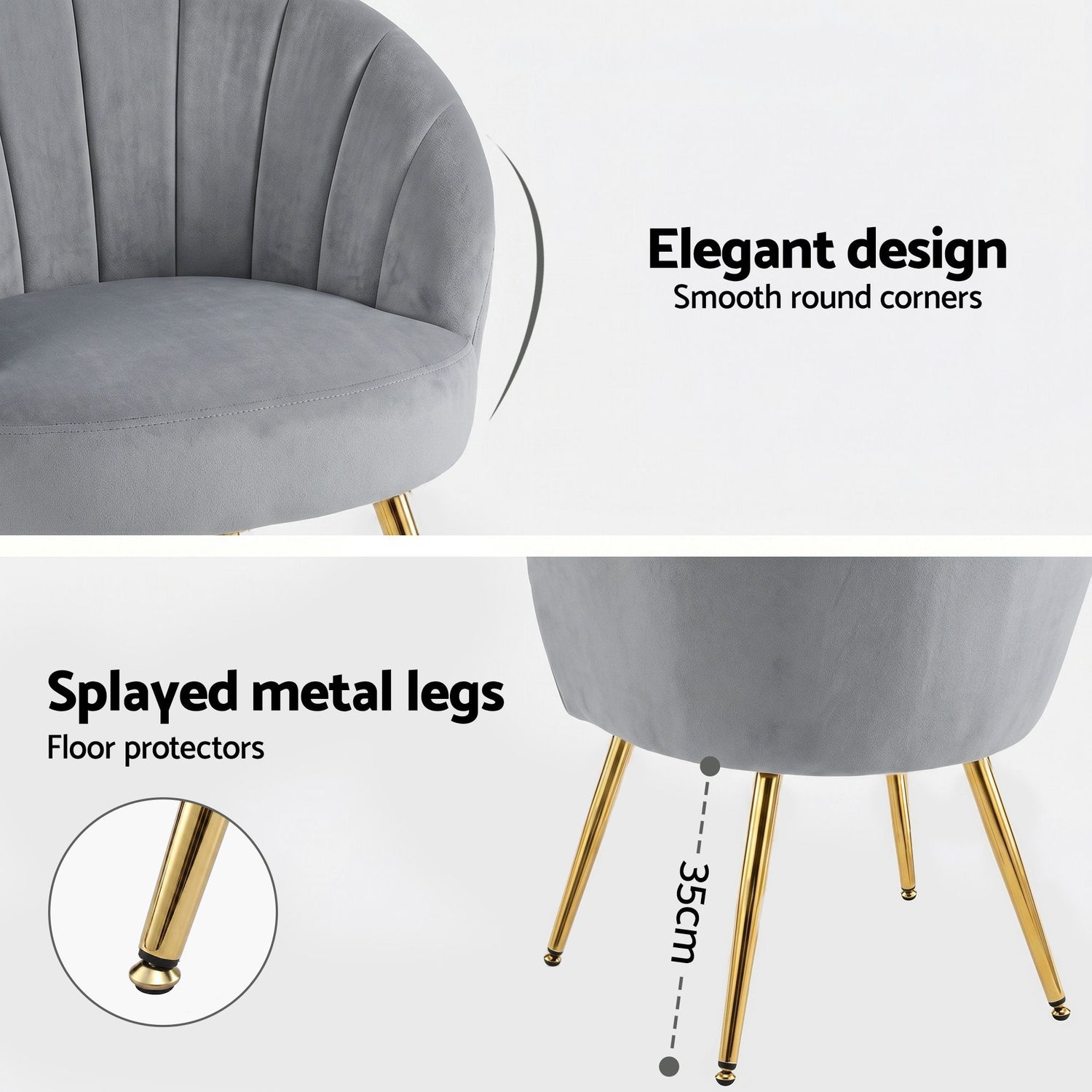 Artiss Armchair Velvet Grey Eloise-Furniture > Living Room-PEROZ Accessories