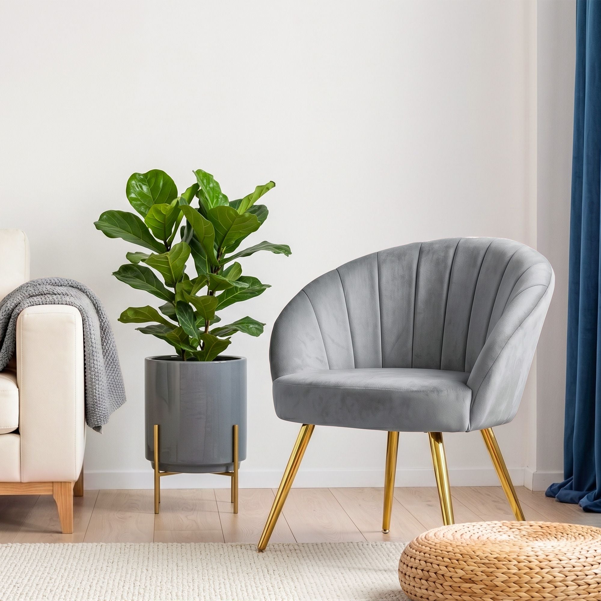 Artiss Armchair Velvet Grey Eloise-Furniture > Living Room-PEROZ Accessories
