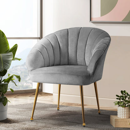 Artiss Armchair Velvet Grey Eloise-Furniture &gt; Living Room-PEROZ Accessories
