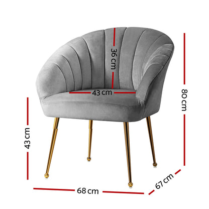 Artiss Armchair Velvet Grey Eloise-Furniture &gt; Living Room-PEROZ Accessories