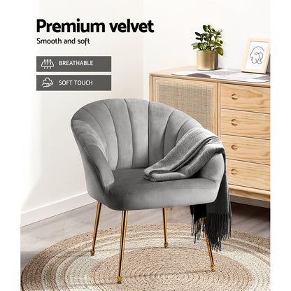 Artiss Armchair Velvet Grey Eloise-Furniture &gt; Living Room-PEROZ Accessories