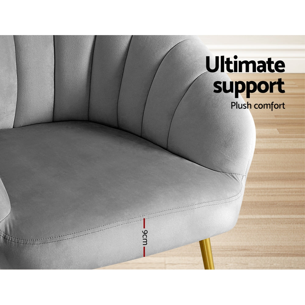 Artiss Armchair Velvet Grey Eloise-Furniture &gt; Living Room-PEROZ Accessories