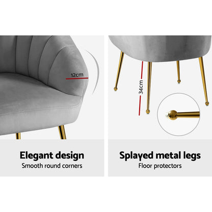 Artiss Armchair Velvet Grey Eloise-Furniture &gt; Living Room-PEROZ Accessories