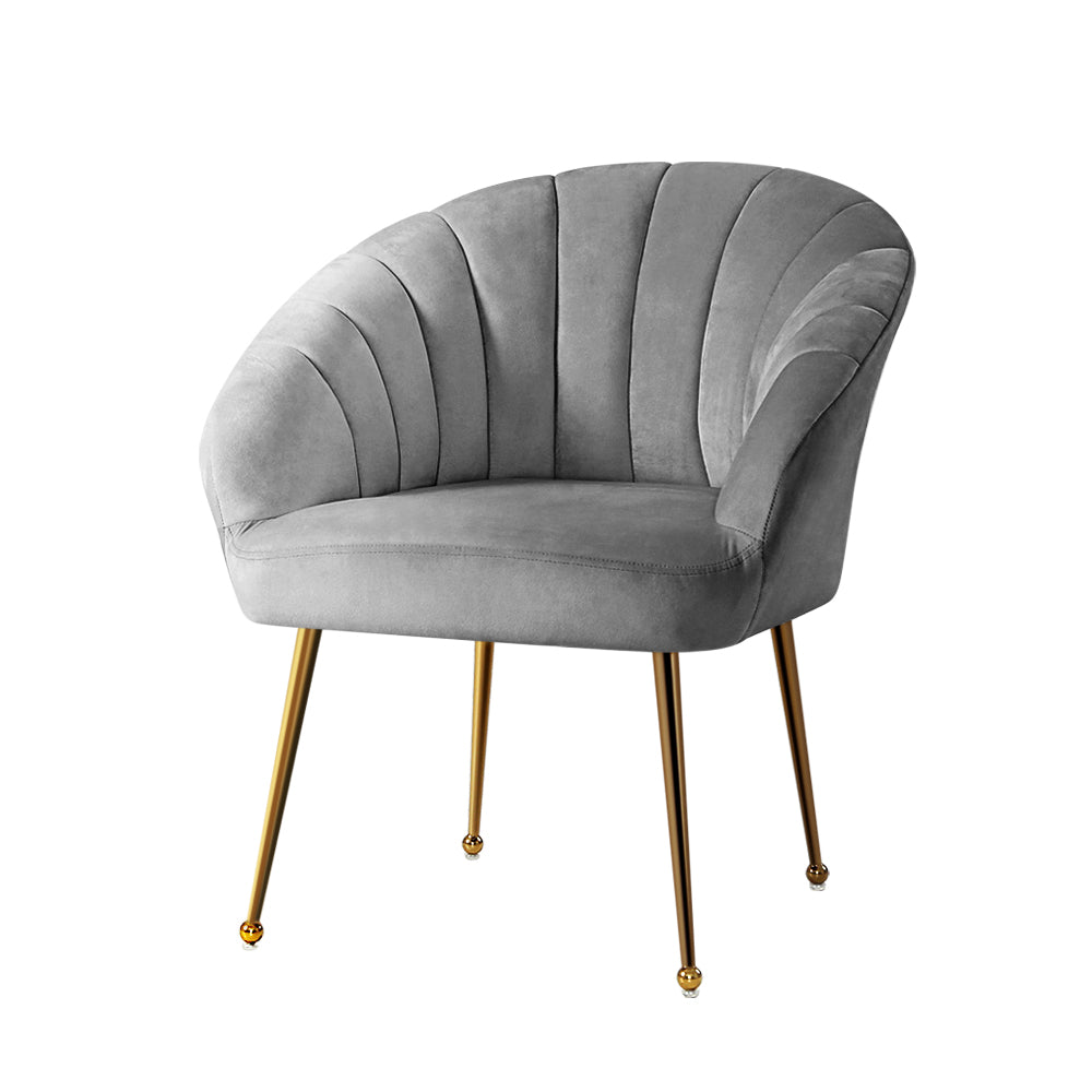 Artiss Armchair Velvet Grey Eloise-Furniture &gt; Living Room-PEROZ Accessories