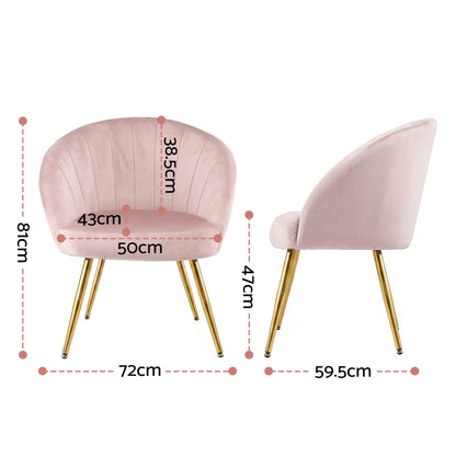 Artiss Armchair Velvet Pink Eloise-Armchairs-PEROZ Accessories