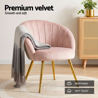 Artiss Armchair Velvet Pink Eloise-Armchairs-PEROZ Accessories