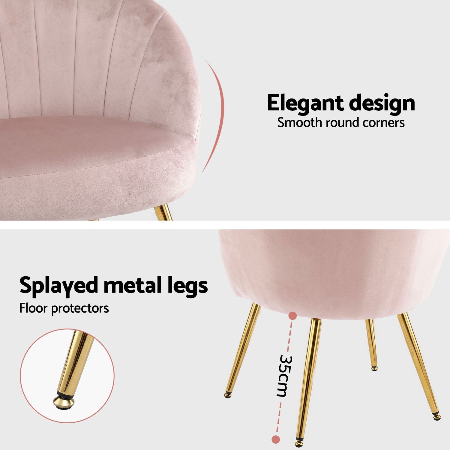 Artiss Armchair Velvet Pink Eloise-Armchairs-PEROZ Accessories
