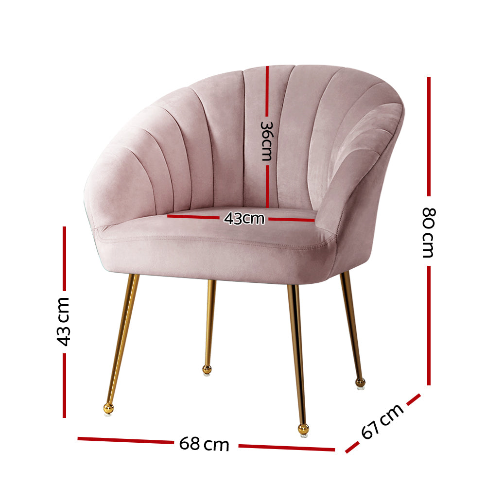 Artiss Armchair Velvet Pink Eloise-Armchairs-PEROZ Accessories