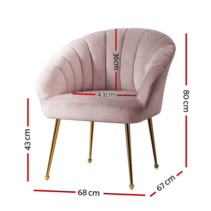 Artiss Armchair Velvet Pink Eloise-Armchairs-PEROZ Accessories