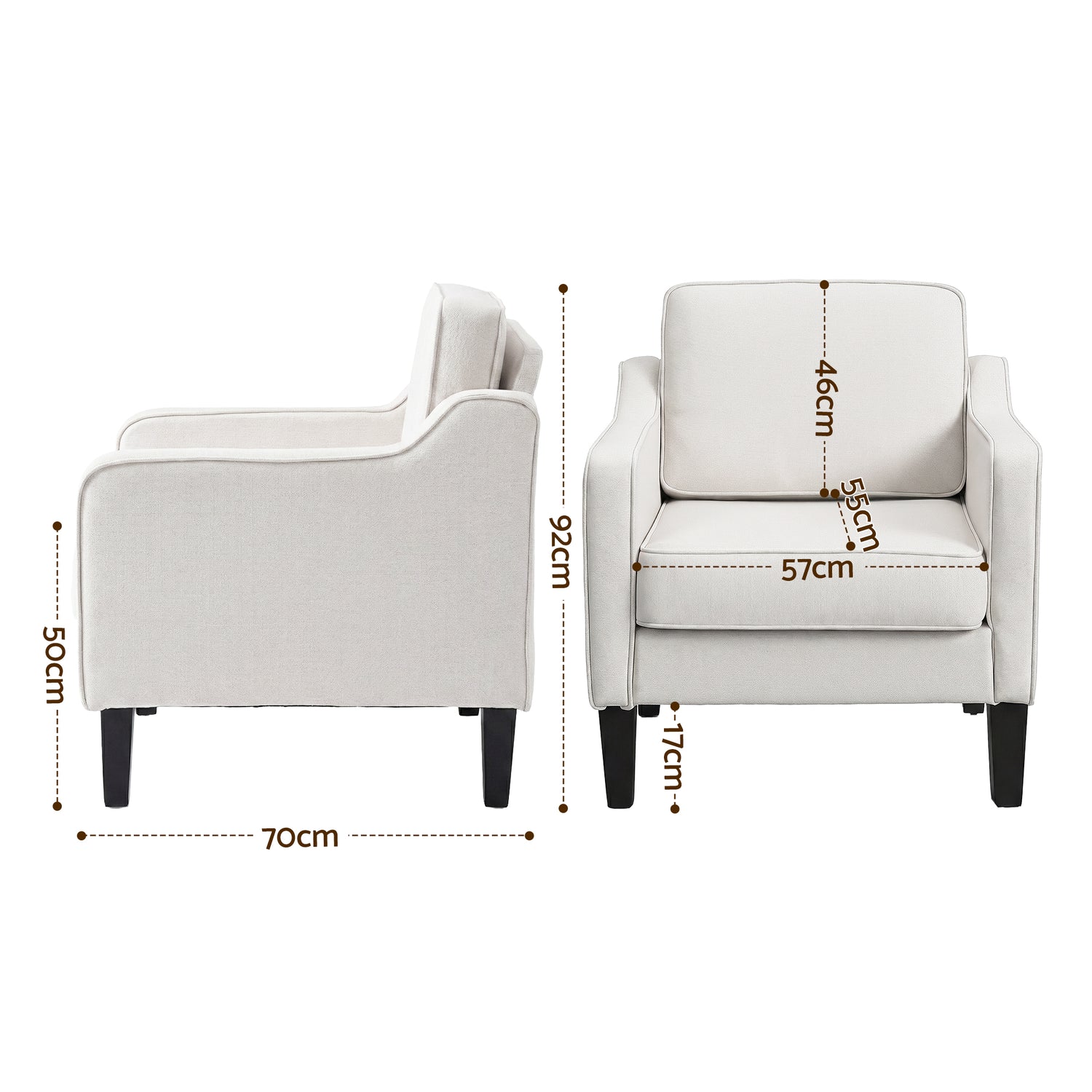 Artiss Armchair Lounge Accent Chair Linen Fabric Beige-Furniture > Bar Stools &amp; Chairs > Arm Chairs &amp; Recliners-PEROZ Accessories