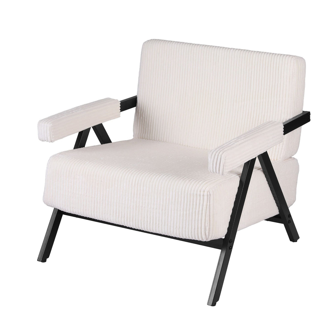 Artiss Compressed Armchair White Corduroy Accent Chair for Small Space-Furniture > Bar Stools &amp; Chairs > Arm Chairs &amp; Recliners-PEROZ Accessories