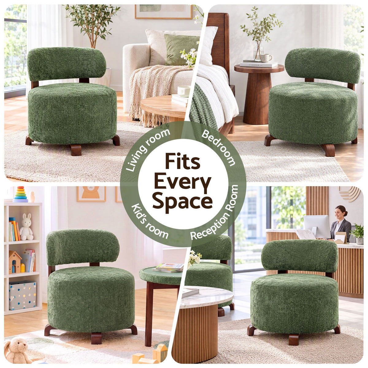 Artiss Armchair Occasional Chair Linen Upholstered Curved Backrest Green-Furniture > Bar Stools &amp; Chairs > Arm Chairs &amp; Recliners-PEROZ Accessories