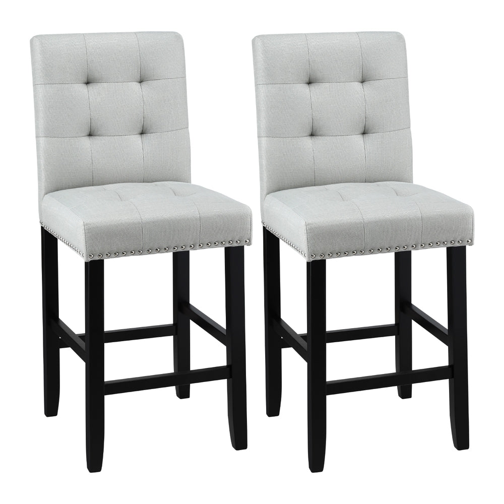 Artiss 2x Bar Stools Kitchen Dining Chairs Counter Fabric Stool Wooden Ada Grey-Furniture &gt; Bar Stools &amp; Chairs &gt; Table &amp; Bar Stools-PEROZ Accessories