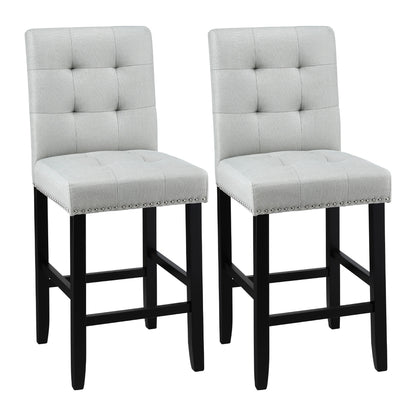 Artiss 2x Bar Stools Kitchen Dining Chairs Counter Fabric Stool Wooden Ada Grey-Furniture &gt; Bar Stools &amp; Chairs &gt; Table &amp; Bar Stools-PEROZ Accessories