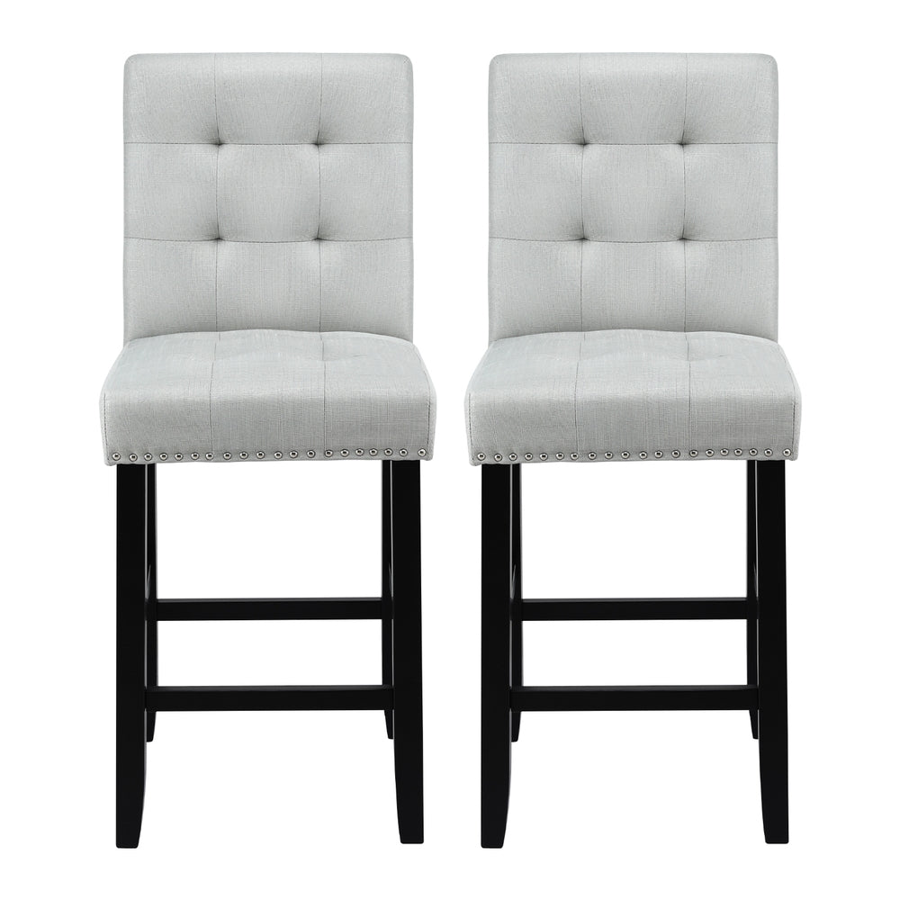 Artiss 2x Bar Stools Kitchen Dining Chairs Counter Fabric Stool Wooden Ada Grey-Furniture &gt; Bar Stools &amp; Chairs &gt; Table &amp; Bar Stools-PEROZ Accessories