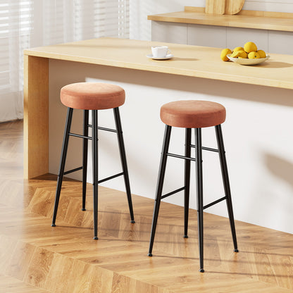 Artiss 2x Bar Stools Kitchen Dining Chairs Counter Round PU Leather Lane Brown-Furniture &gt; Bar Stools &amp; Chairs &gt; Table &amp; Bar Stools-PEROZ Accessories