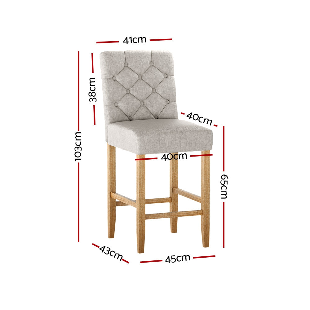Artiss 2x Bar Stools Linen Upholstered Chairs-Furniture &gt; Bar Stools &amp; Chairs-PEROZ Accessories