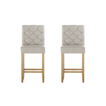 Artiss 2x Bar Stools Linen Upholstered Chairs-Furniture &gt; Bar Stools &amp; Chairs-PEROZ Accessories