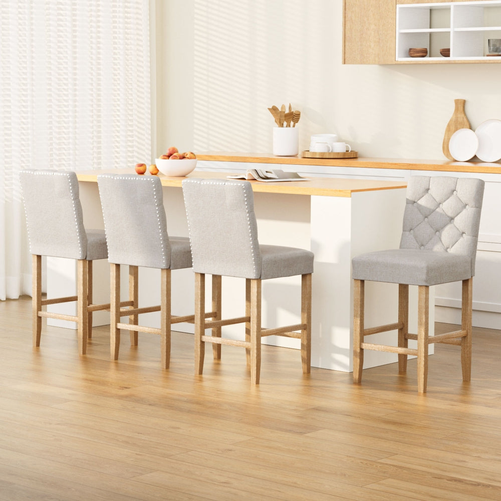 Artiss 4x Bar Stools Linen Upholstered Chairs-Furniture &gt; Bar Stools &amp; Chairs &gt; Massage Chairs-PEROZ Accessories