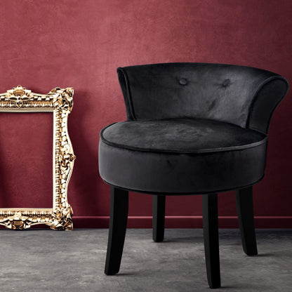 Artiss Vanity Stool Velvet Black Abella-Dressing Tables-PEROZ Accessories