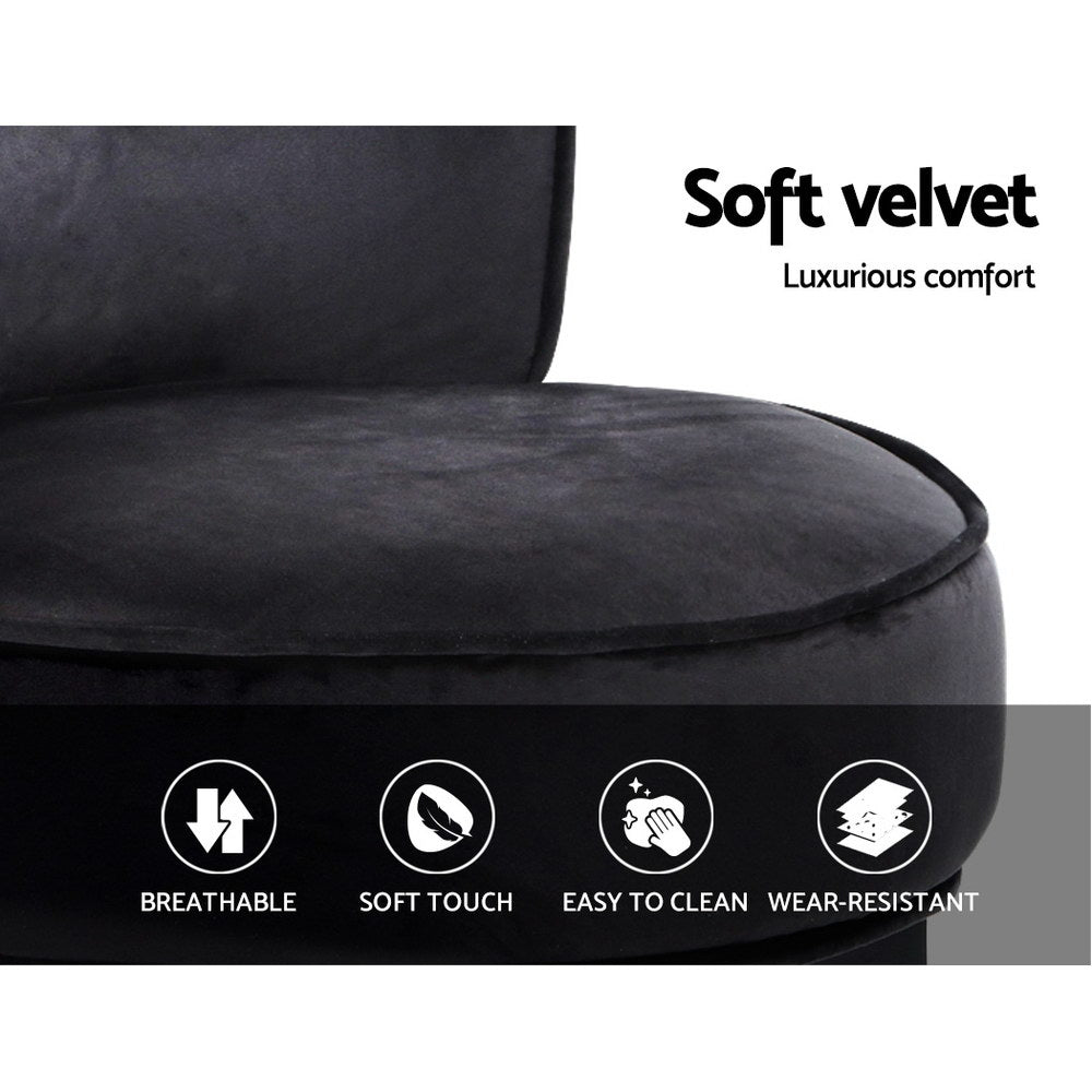 Artiss Vanity Stool Velvet Black Abella-Dressing Tables-PEROZ Accessories