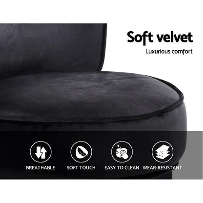 Artiss Vanity Stool Velvet Black Abella-Dressing Tables-PEROZ Accessories